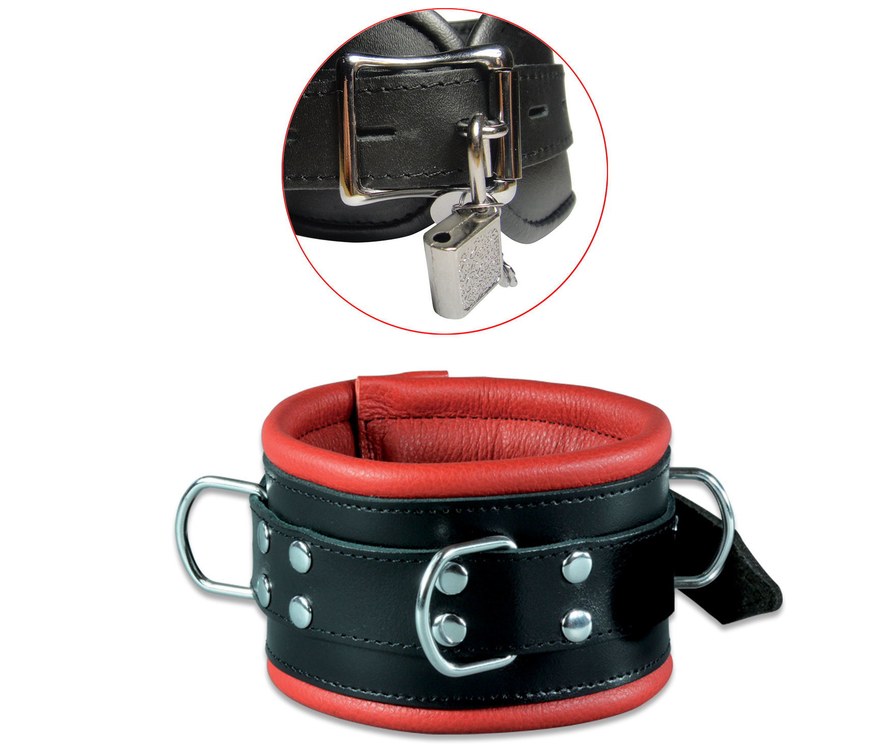 High Quality - Leder Halsfessel Red abschließbar